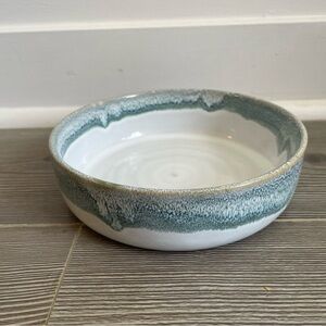 Elegant Ceramic Bowl in White and blue glaze
